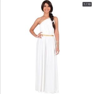 Koh Koh one shoulder Grecian white dress